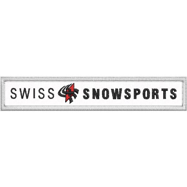Patch ricamata su base bianca logo swiss SNOWSPORTS  cm.9,0 X 1,8