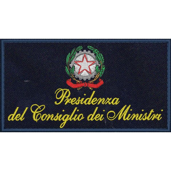 Patch ricamato Presidenza del Consiglio dei Ministri repubblica Italiana su base blu Navy 