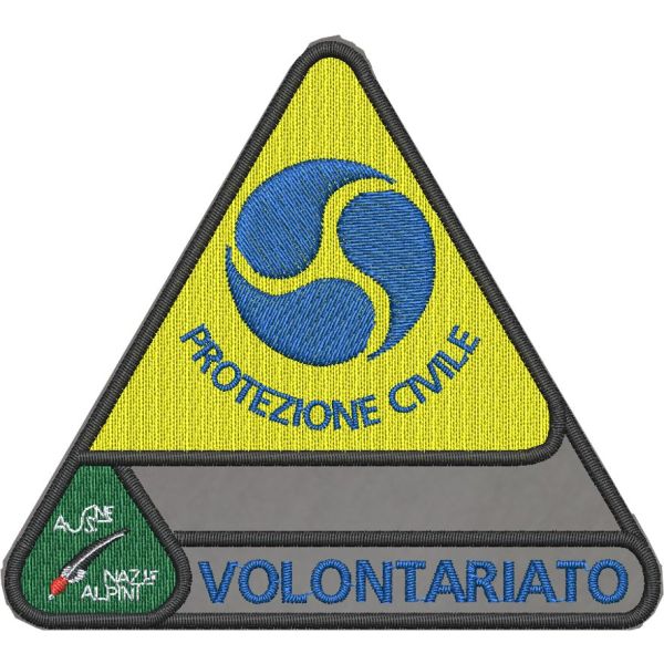 Patch ricamato PROTEZIONE CIVILE Volontario gruppo Ass.ne Nazionale Alpini base grigia