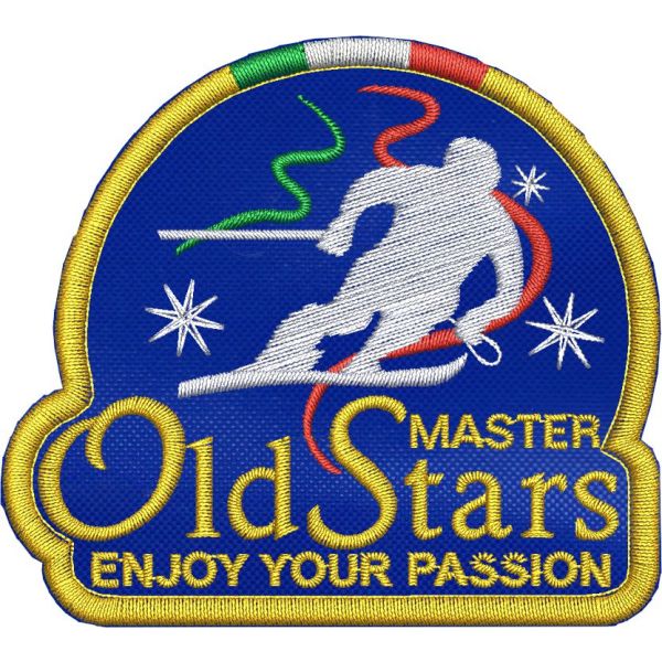 Scudetto ricamato sci Old Stars, enjoy you passion mm.70 x 63