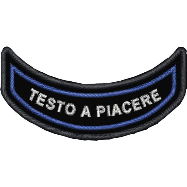 Patch nominativo curvato in alto e ricamato con il proprio nome o incarico su base CM.7
