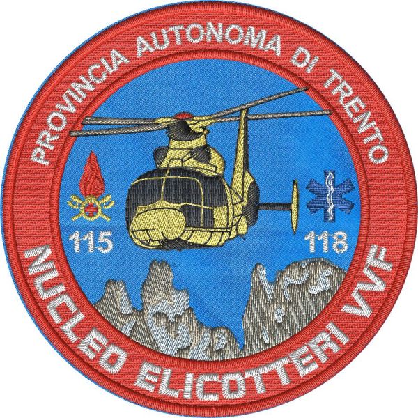patch ricamato NUCLEO ELICOTTERI VVF diam. cm.9 su base azzurra 
