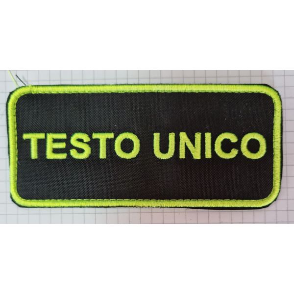 Mostrina ricamata con dicitura piacere Cm.10 X 4.5 con il proprio nome su base nera e filo fluorescente
