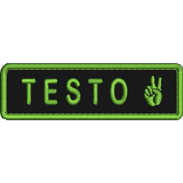 Patch ricamata cm. 8 x 2,5 su base nera con filato verde acceso