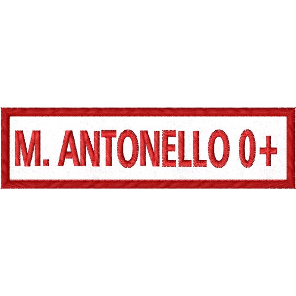 Etichetta personalizzata CM.13 X 3 su base bianca con N_COGNOME gr. sanguigno 