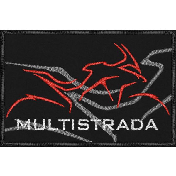 Patch  ricamato su base nera DUCATI MULTISTRADA CM.9 X 6  