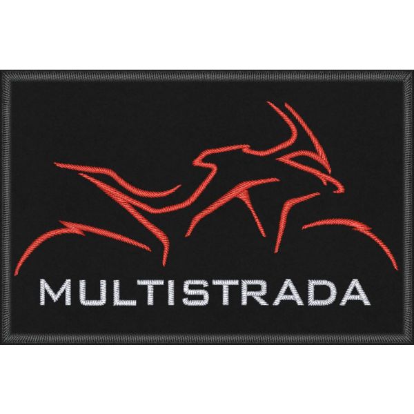 Patch  ricamato su base nera senza ombra grigia DUCATI MULTISTRADA CM.9 X 6