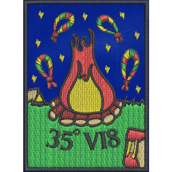 Patch ricamato Scout 35 VI8 cm. 7 x 5 su base blu 