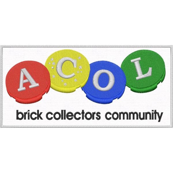 Patch ricamato logo ACOL  mm. 200 per 100 di altezza su base bianca 