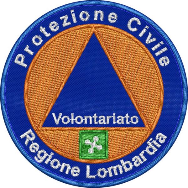 Patch blu Protezione Civile Volontariato Regione Lombardia diam.75 mm.