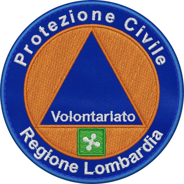 Patch blu Protezione Civile Volontariato Regione Lombardia diam.95 mm. 