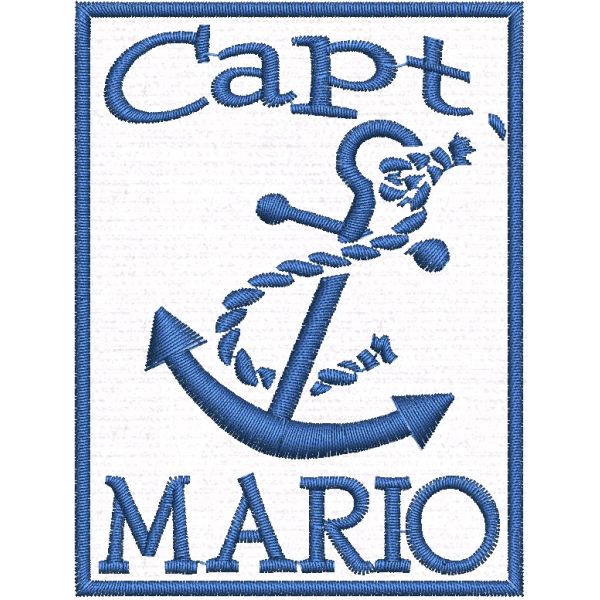 Patch ricamata su base bianca, Capt Mario cm. 8 X 6 
