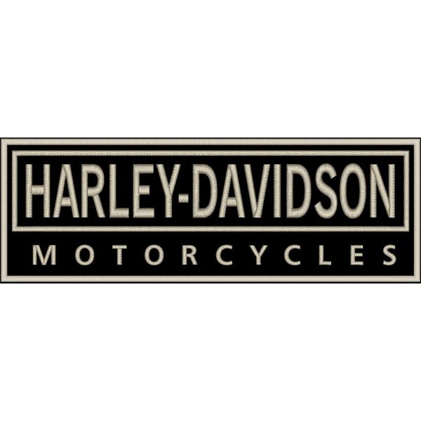 PATCH ricamata scritta HARLEY-DAVIDSON motorcycles su base nera mm. 255 X 88 dialtezza