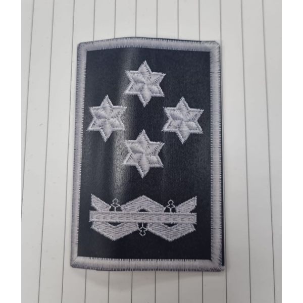 STAMPA SU CARTA Tubolare ricamato C.A.N. grado (DIRIGENTE GENERALE COMANDANTE) torre e 4 stelle argentate a 6 punte 