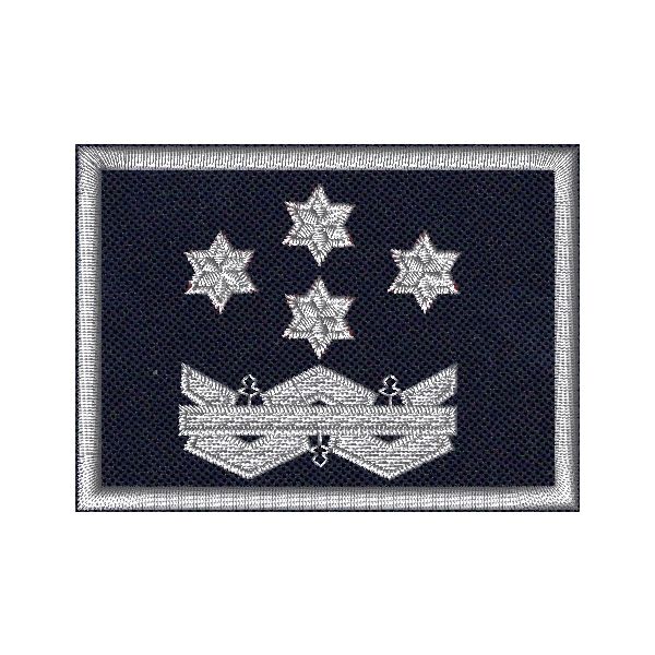 Patch Ricamata C.A.N. (DIRIGENTE GENERALE COMANDANTE) base blu navy, bordo blu e gradi ARGENTO  c