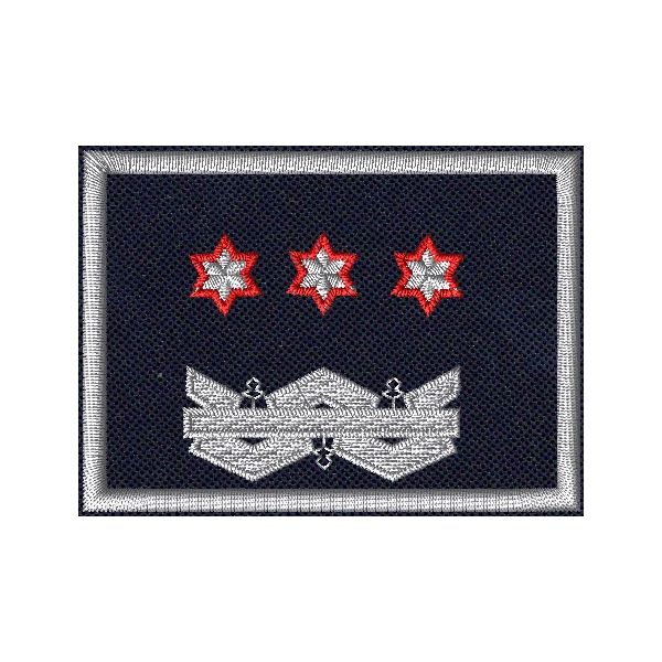 Patch Ricamata C.A.N. (DIRIGENTE GENERALE SUPERIORE) base blu navy, bordo blu e gradi ARGENTO 