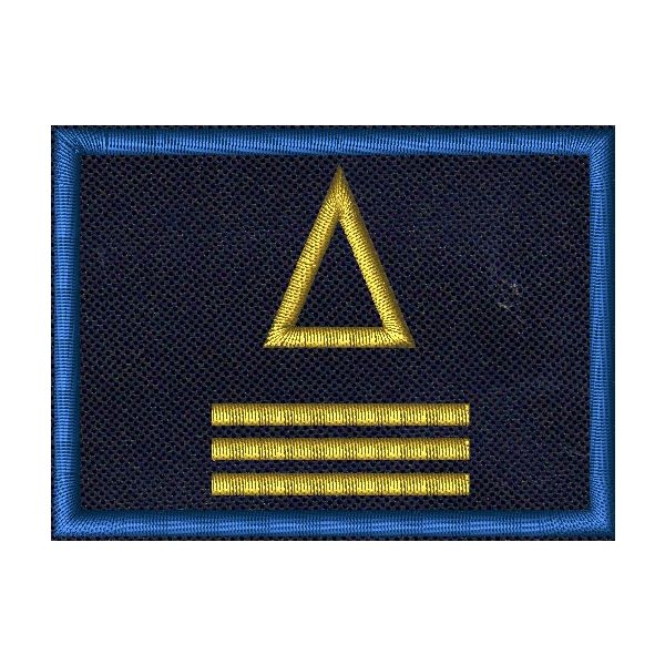 Scratch ricamata C.A.N. (MARESCIALLO SCELTO) base blu navy, bordo blu e gradi DORATI cm. 6,5 x 5 Cod. 20230762_A