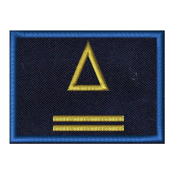 Scratch ricamata C.A.N. (MARESCIALLO SCELTO) base blu navy, bordo blu e gradi DORATI cm. 6,5 x 5 Cod. 20230762_A