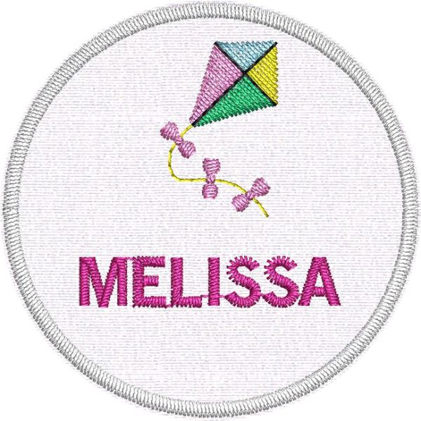 Patch contrassegno ricamato con aquilone e nome personalizzato 
