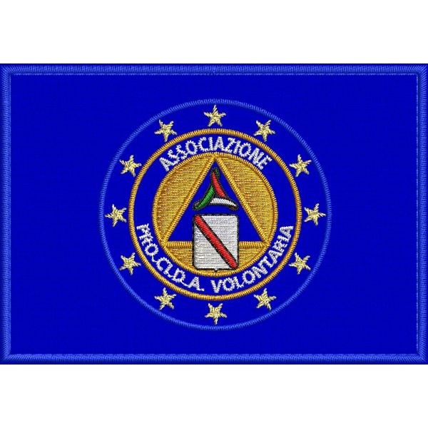 Patch ricamo PROTEZIONE CIVILE volontari PRO.CI.D.A.  su base blu 