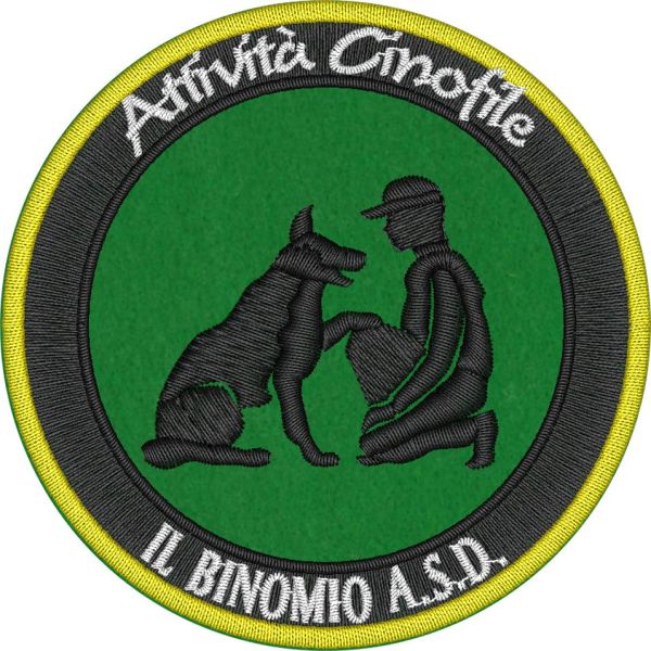 Patch ricamato Attivita Cinofile A.S.D IL BINOMIO diam. 80 mm. 