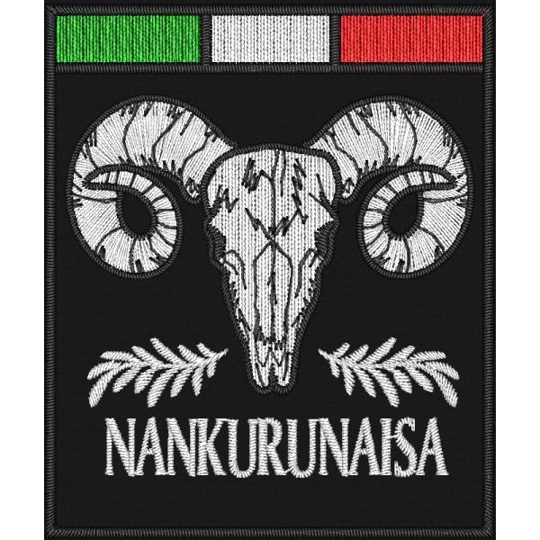 Patch ricamato NANKURUNAISA su base nera cm. 6 x 7 