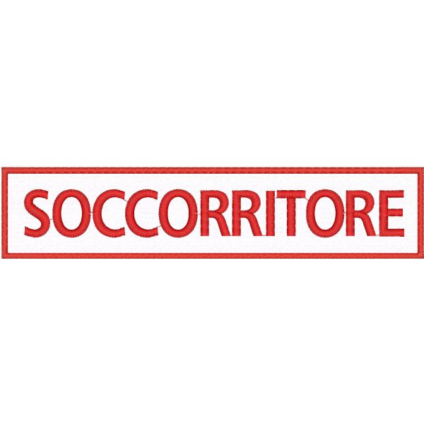 Scatch ricamato SOCCORRITORE ordine di Malta su base bianca cm. 23 x 5