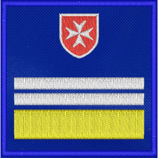 Patch quadrato qualifica (Capo Gruppo) ordine di Malta cm. 5 x 5 su base blu royal
