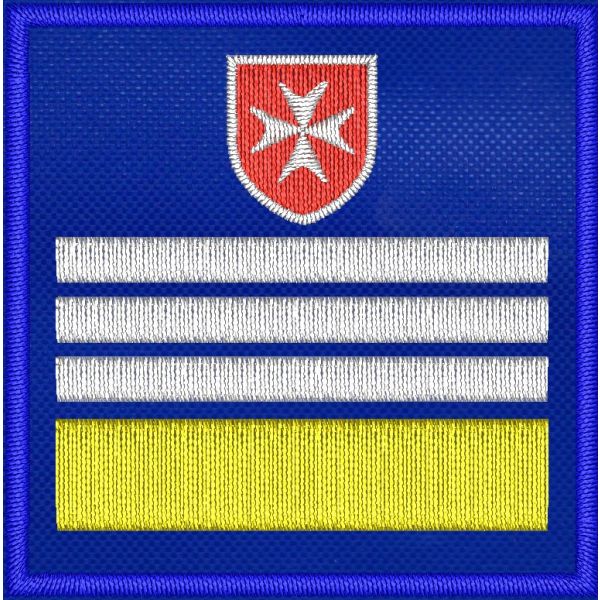 Patch quadrato qualifica (Capo Raggruppamento) ordine di Malta cm. 5 x 5 su base blu royal