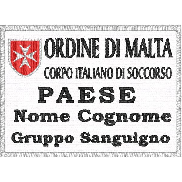 Patch personalizzata ORDINE DI MALTA con testi a piacere c,m. 10 x 7
