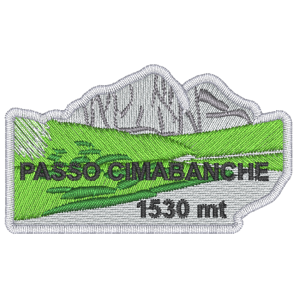 Patch ricamato PASSO CIMABANCHE mt.1530 dimensione 65x40 mm. 