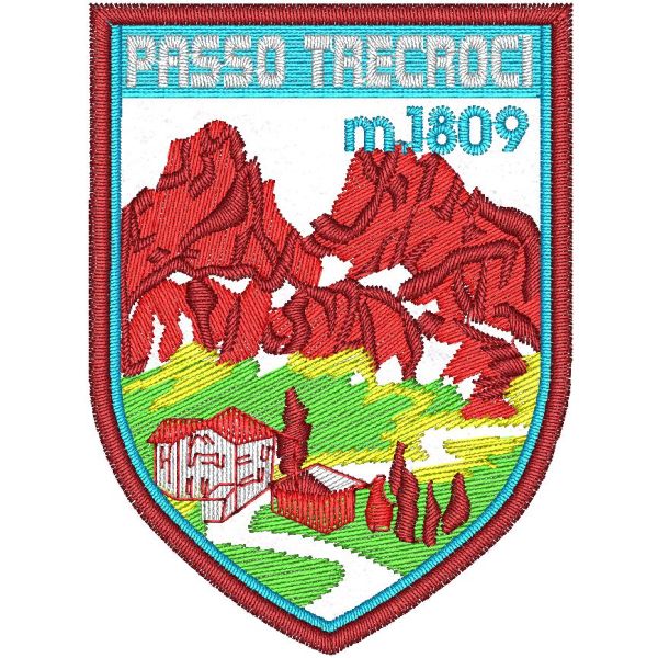 Patch ricamato PASSO TRECROCI mt.1809 dimensione 70x50 mm. C