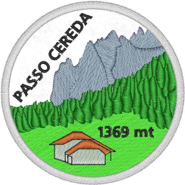 Patch ricamato tondo diametro 65 mm. PASSO CEREDA 1369 mt