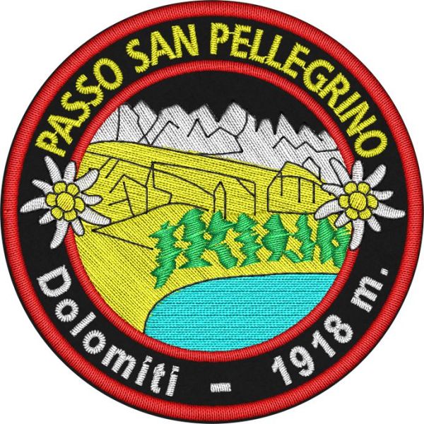 Patch ricamato PASSO SAN PELLEGRINO 1918 mt diametro 70 mm