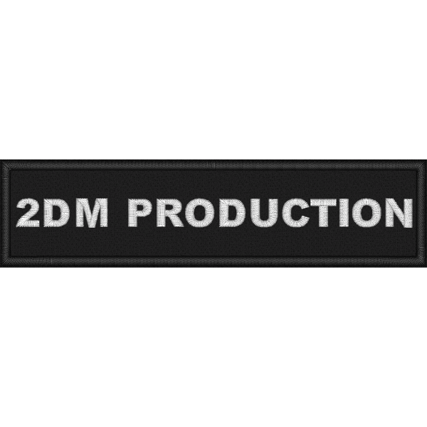 Patch rettangolare cm. 12 x 3 su base nera 2DM PRODUCTION  