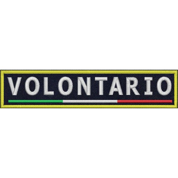 Patch ricamato su base blu royal ( VOLONTARIO ) cm. 12 x 2,5 