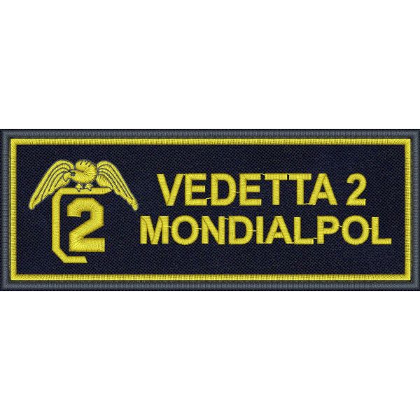 Patch rettangolare cm. 12 x 3 su base nera 2DM PRODUCTION  