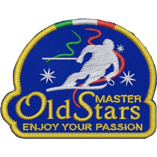 Scudetto ricamato sci Old Stars, enjoy you passion mm.65 x 50 