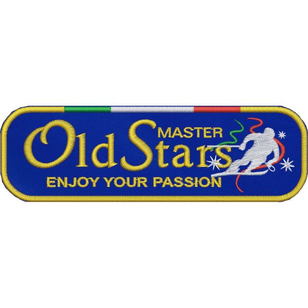 Scudetto ricamato sci Old Stars, enjoy you passion rettangolare mm.130 x 40