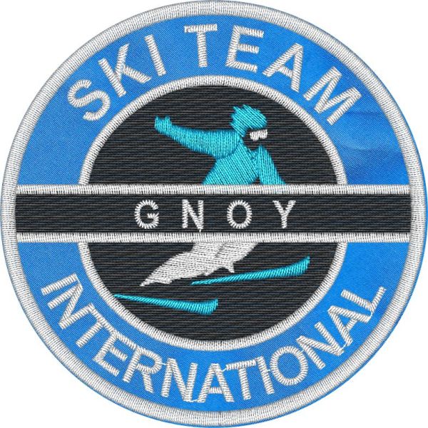 Patch Ricamato SKI TEAM con nome proprio ricamato  diam. mm.80