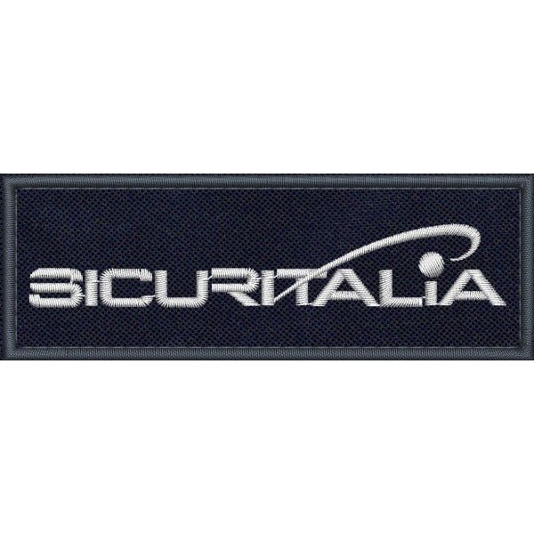 Mostrina ricamata bassa visibilità mm.100 x 35  SICURITALIA con filo bianco