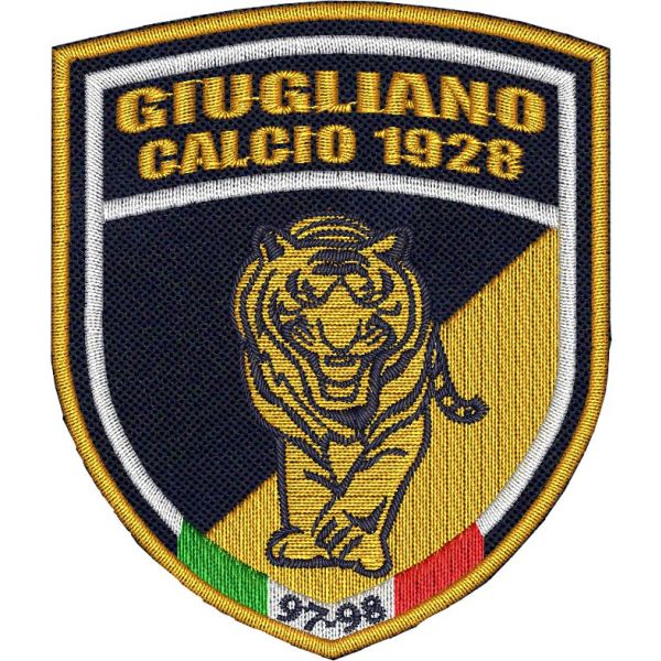 Patch Ricamata GIUGLIANO CALCIO 1928 su base blu navy altezza mm.80