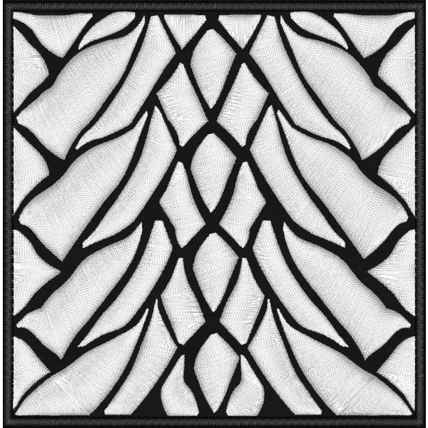 Patch ricamato cm. 10 x 10 con squame in rilievo su base nera 