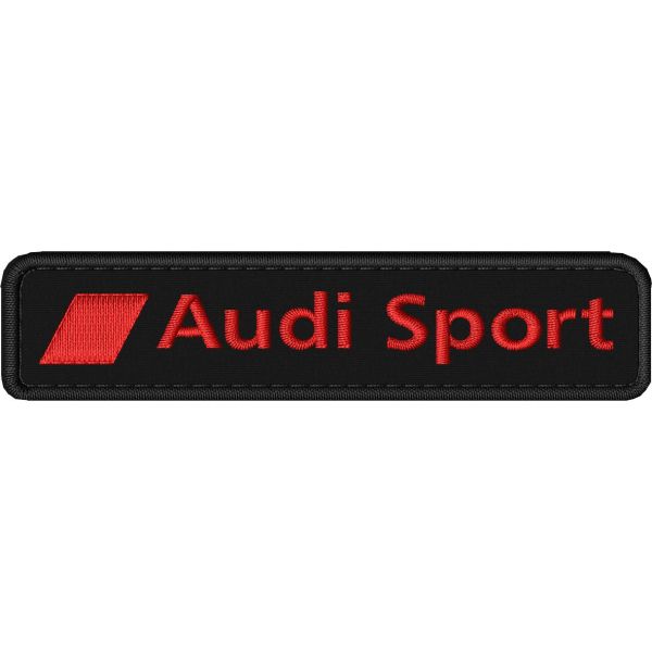 Patch ricamato logo Audi Sport su base nera e ricamo rosso cm.10 