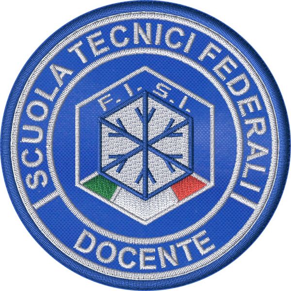 Patch ricamato docente scuola tecnici federali FISI diam.75 mm