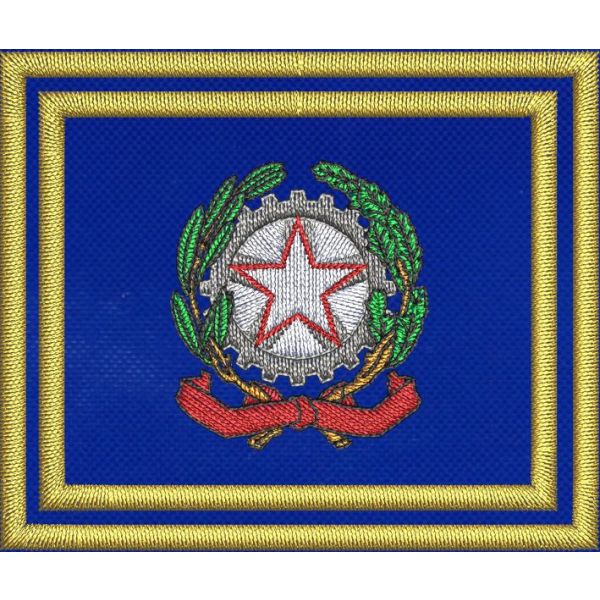 Stemma Ricamato Repubblica italiana cm. 6 x 5 cornice gialla su base blu roya