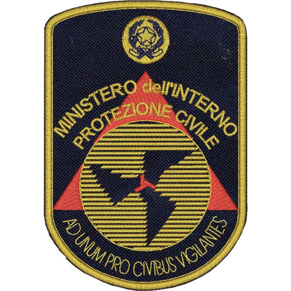 Patch ricamato protezione civile ministero dell interno dim.9 x 6 cm.su base blu navy Cod.20240108_A