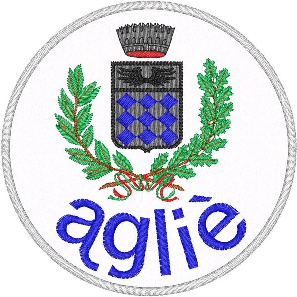 Patch tondo ricamato ogo comune di Agliè Torino diametro cm.10 