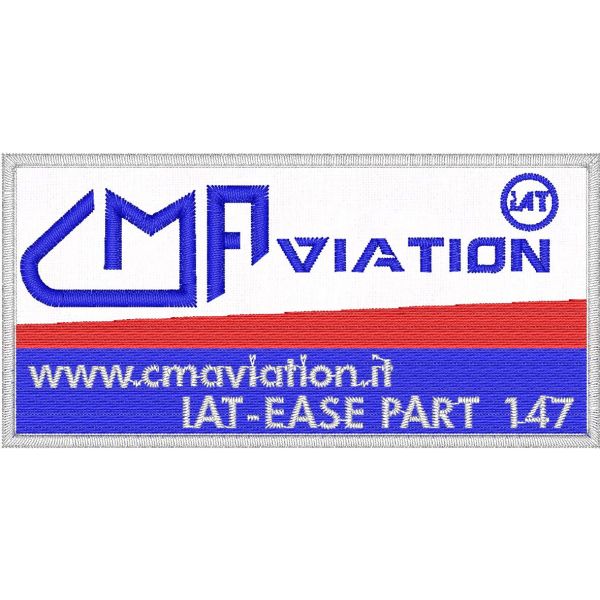 Scudetto ricamato IAT cmaviation.it su base bianca.Cm. 10,0 x 5,0 