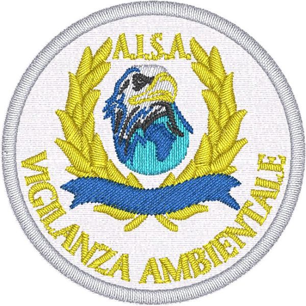 Patch Associazione Italiana Sicurezza Ambientale su base bianca diametro mm.55